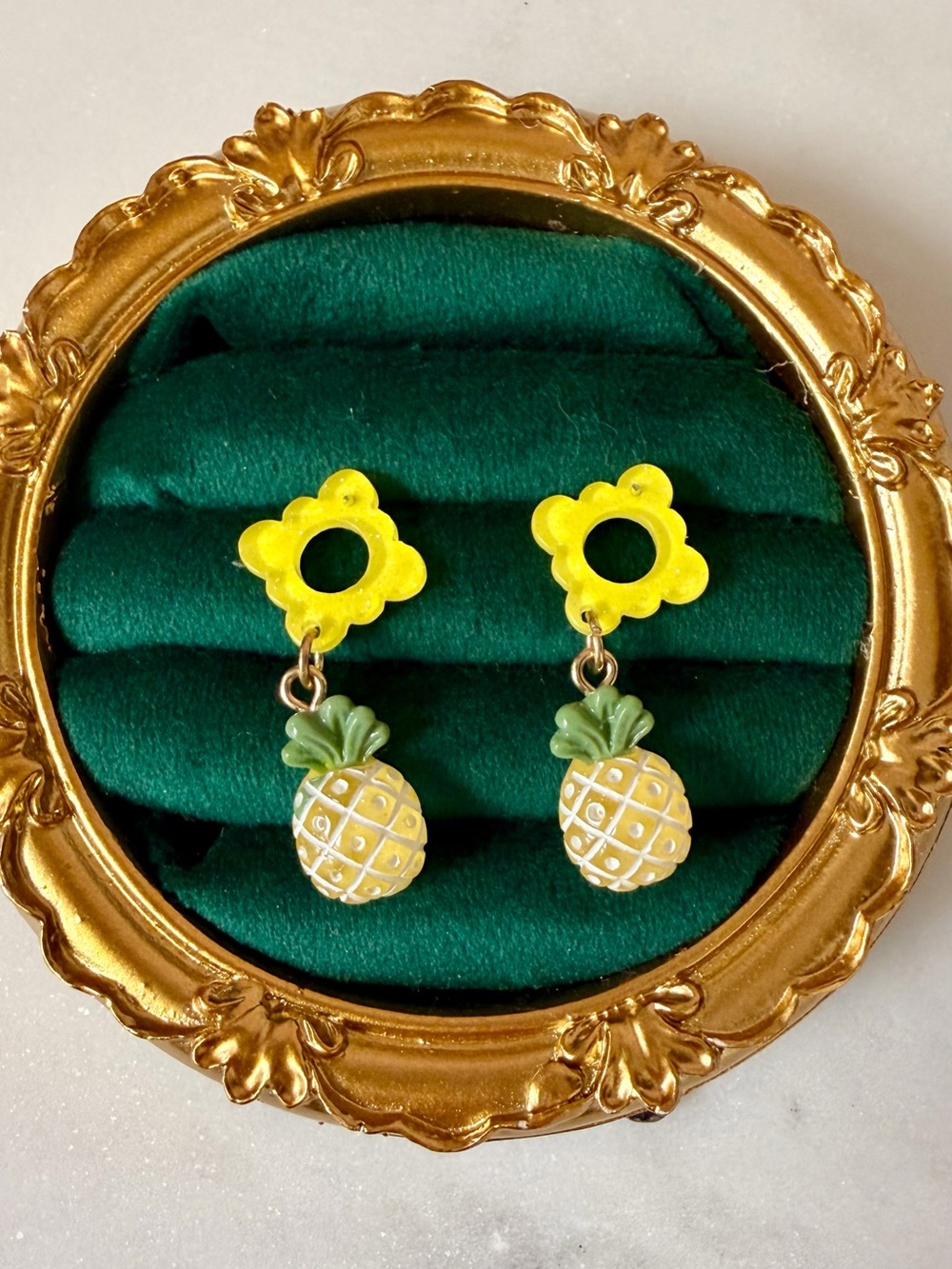 Yellow Acrylic Pineapple Dangle Earrings - Fun Summer Statement